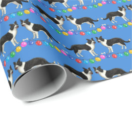 Festive Border Collies Wrapping Paper Geschenkpapier