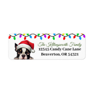 Festive Boston Terrier Noël Retour Étiquettes