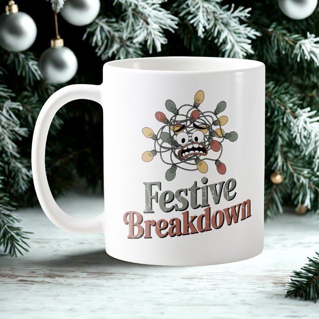 Festive Breakdown | Tangled Lights Holiday Humor   Kaffeetasse (Von Creator hochgeladen)