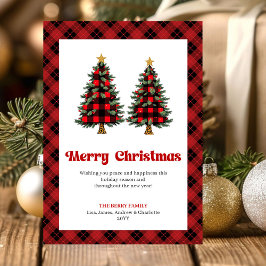 Festive Buffalo Plaid Christmas Tree Greeting Feiertagskarte
