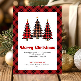 Festive Buffalo Plaid Trees Holiday Greeting Card Feiertagskarte