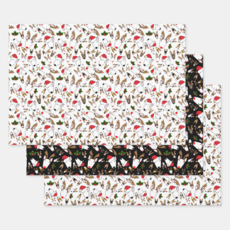 Festive Bullies sur papier d'emballage blanc