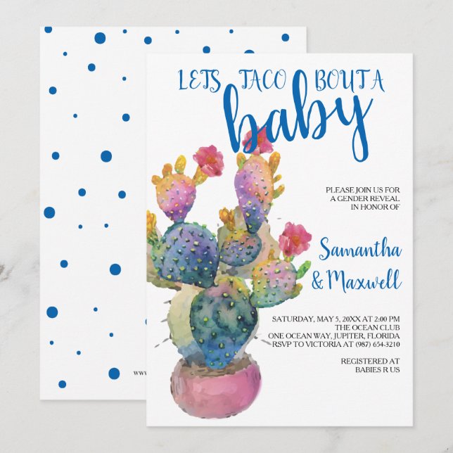 Festive Cactus FIESTA BABY SHOWER Einladung (Vorne/Hinten)