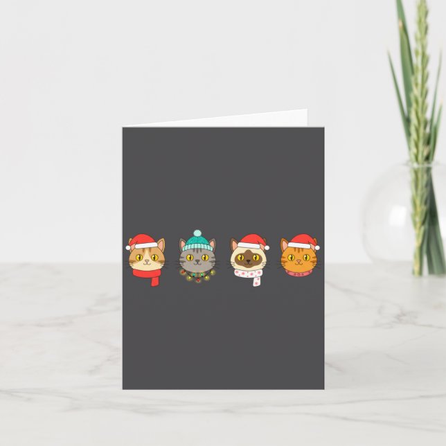 Festive Cat Lineup, Holiday Cat Art Cat Lovers, Ca Karte (Vorderseite)
