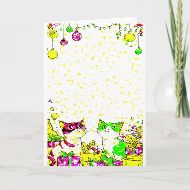 Festive Cats with Gifts  Karte (Vorderseite)