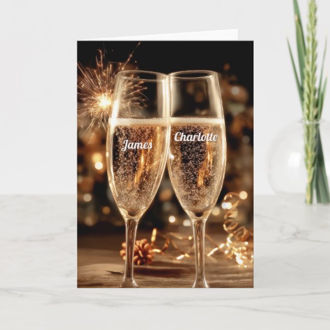 Festive Champagne Celebration Moment Karte (Vorderseite)