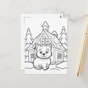 Festive chat enfants colorier Carte postale