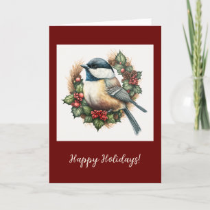 Festive Chickadee Plié Vacances / Carte de Noël