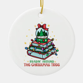 Festive Christmas Book Lover Keramik Ornament
