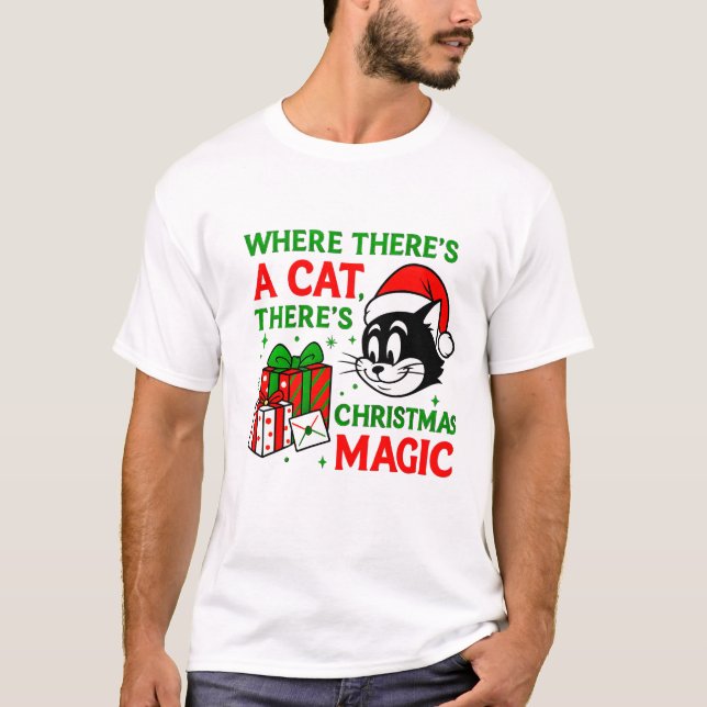 Festive Christmas Cat Perfect Gift for Cat Lovers T-Shirt (Vorderseite)