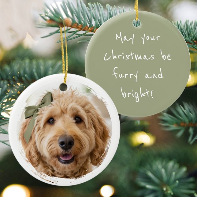 Festive Christmas Custom Photo Dog Pet Keramik Ornament (Von Creator hochgeladen)