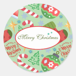 Festive Christmas Decorations, Cute Holiday Runder Aufkleber