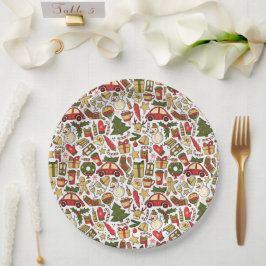 Festive Christmas Doodle Paper Plate Pappteller