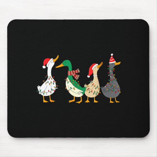 Festive Christmas Ducks Decorative Xmas Lights San Mousepad (Vorne)