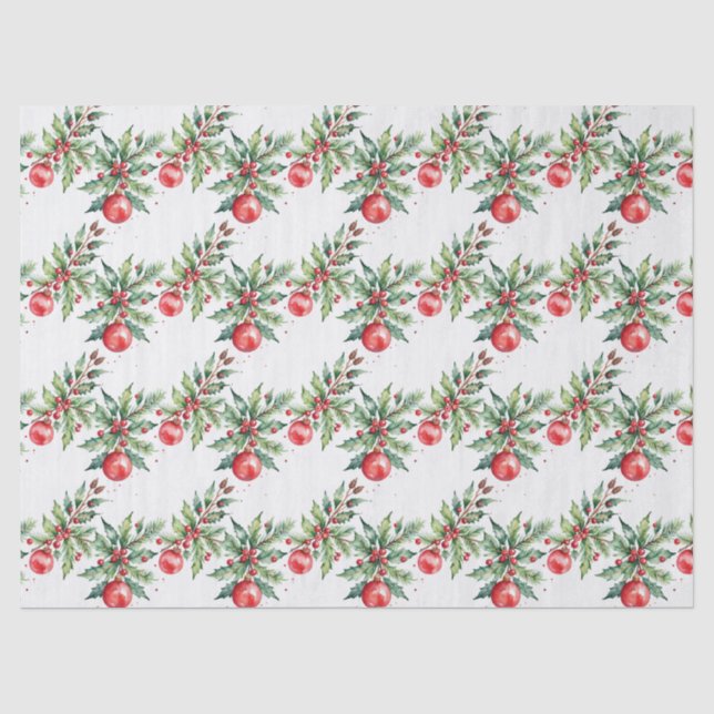 Festive Christmas Garland in Watercolor Seidenpapier (Vorderseite)