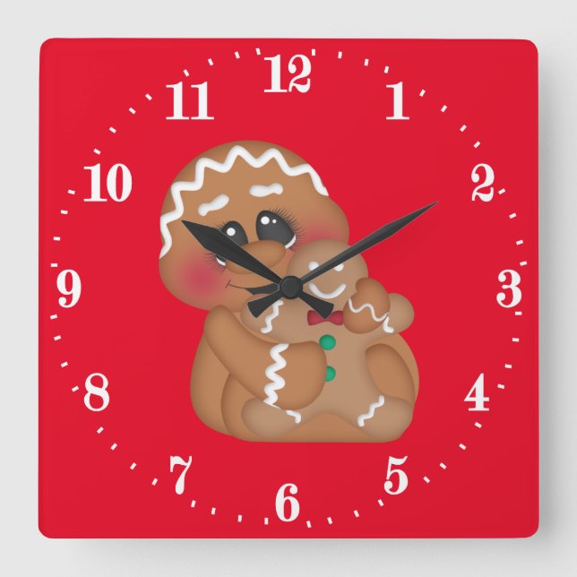 Festive Christmas gingerbread Holiday decor Quadratische Wanduhr (Vorderseite)