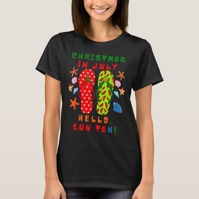 Festive Christmas In July Flip Flop Summer Beach F T-Shirt (Vorderseite)