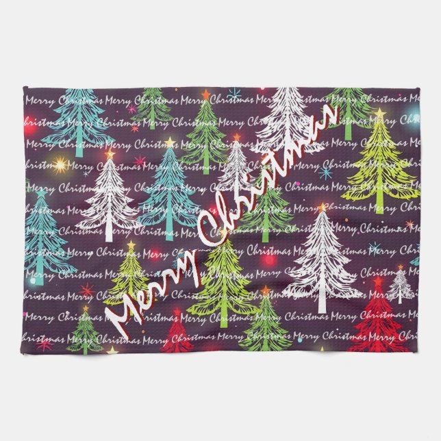 Festive Christmas Luxury Christmas Trees Geschirrtuch (Horizontal)