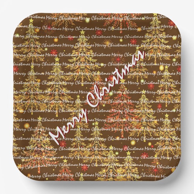 Festive Christmas Luxury Christmas Trees Pappteller (Vorderseite)