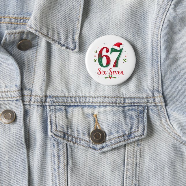 Festive Christmas Meme Six Seven 67 6 7 Holiday Button (Beispiel)