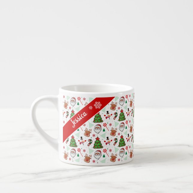 Festive Christmas Mug – Santa & Reindeer  Espressotasse (Links)