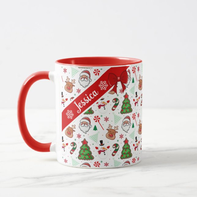 Festive Christmas Mug – Santa & Reindeer  Tasse (Links)