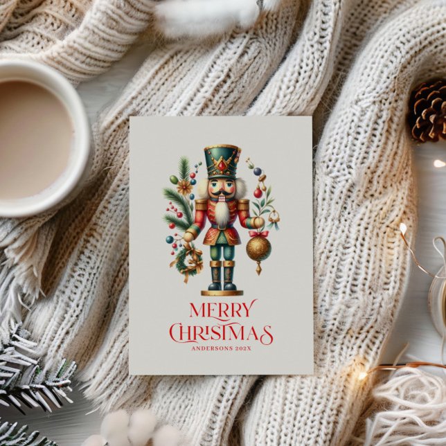 Festive Christmas Nutcracker Custom Photo Postkarte (Von Creator hochgeladen)