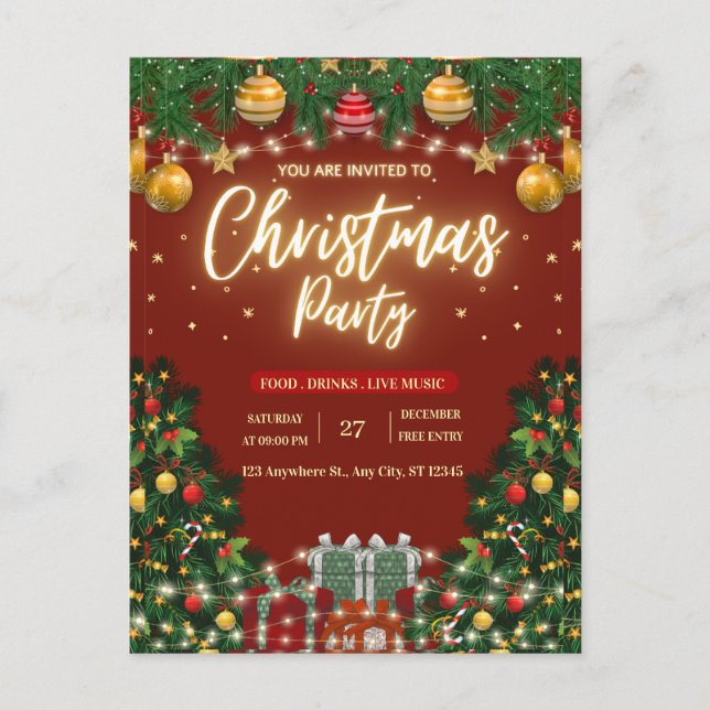 Festive Christmas Party Invitation (Devant)