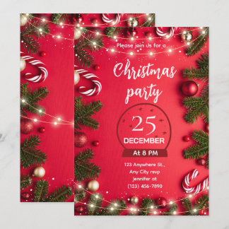 Festive Christmas Party Invitation Einladung