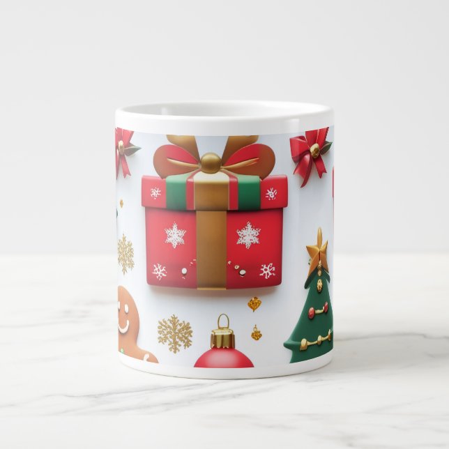 Festive Christmas Pattern Jumbo-Tasse (Vorderseite)