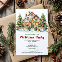 Festive Christmas Scene Red Green Holiday Invite