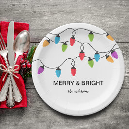Festive Christmas String Lights Personalized Pappteller