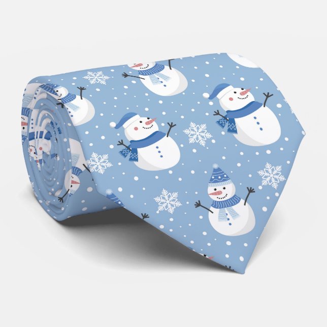 Festive Christmas tiled snowman pattern Krawatte (Gerollt)