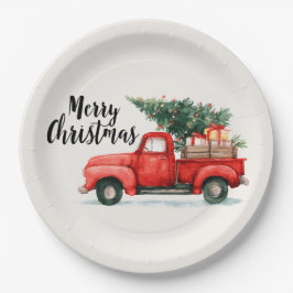 Festive Christmas Tree & Car Paper Plates Pappteller