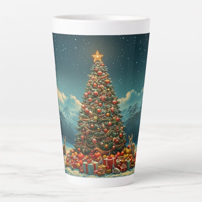 Festive Christmas Tree with Cozy Winter Design gif Milchtasse (Vorderseite)