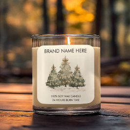 Festive Christmas Trees | Modern Candle Labels Quadratischer Aufkleber