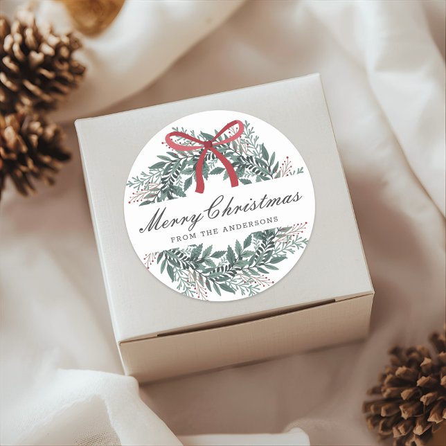 Festive Christmas Wreath Holiday Gift Runder Aufkleber (Von Creator hochgeladen)