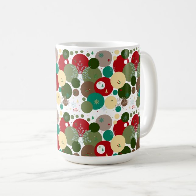 Festive Circles with Snowflakes, Trees & Mistletoe Kaffeetasse (VorderseiteRechts)