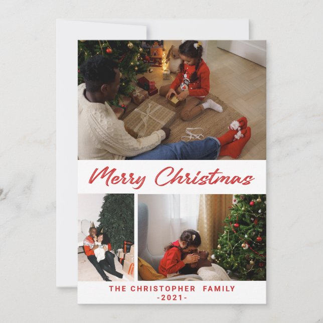 Festive Confetti Frohe Weihnachten 3 Foto Collage  (Vorderseite)