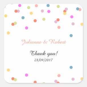 Festive Confetti Wedding Vielen Dank für Ihr Inter Quadratischer Aufkleber