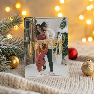 Festive Couple Christmas  - Modern Framed Merry Feiertagskarte