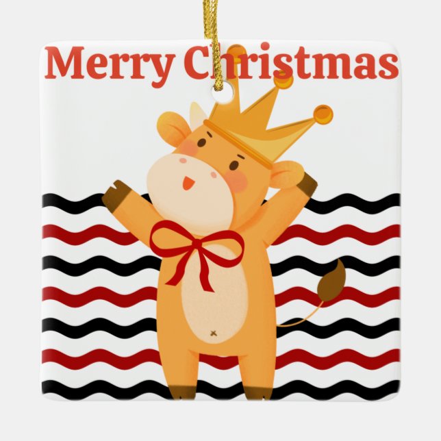 Festive Cow Christmas, Pretty And Elegant Keramikornament (Vorderseite)