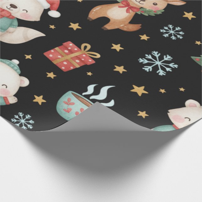 Festive Critters Holiday Gift Wrap Geschenkpapier (Ecke)