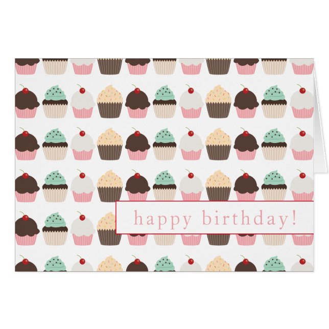 Festive Cupcake Bonne carte d'anniversaire (Devant horizontal)