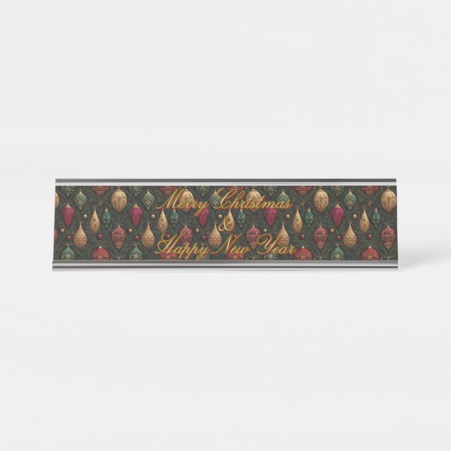 Festive Damask  Schreibtischnamensplakette (Vorderseite )
