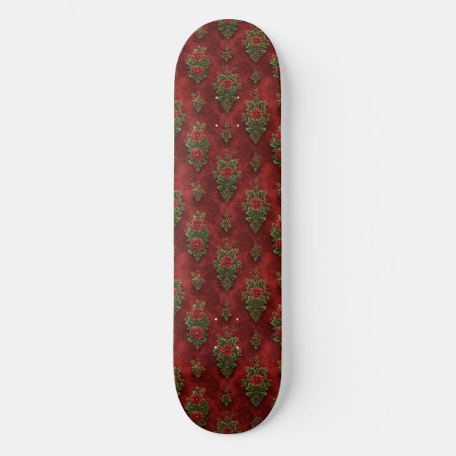 Festive Damask  Skateboard (Vorderseite)
