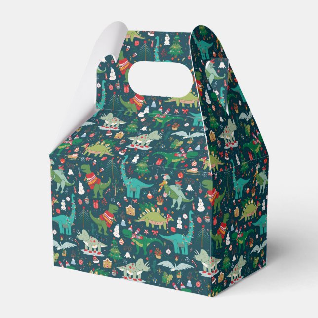 Festive Dinosaurier Weihnachtsmuster Geschenkschachtel (Vorderseite)