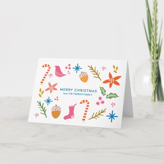 Festive Doodles Joyeux Noël Carte de voeux (Devant)