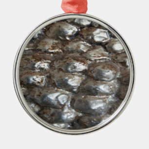 Festive Dunkle Silber Metallische Abstrakte Kunst Silbernes Ornament