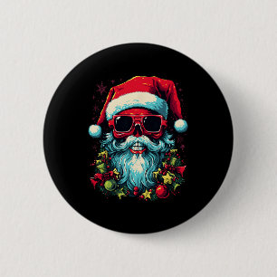 Festive Edge Edgy Weihnachts Skull Grafik Design Button